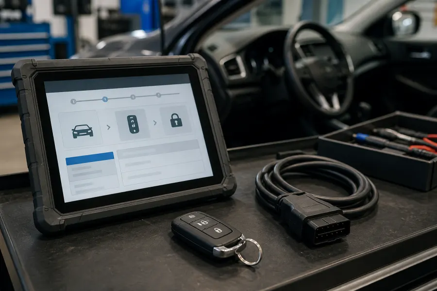 Automotive key fob and key programming diagnostic equipment