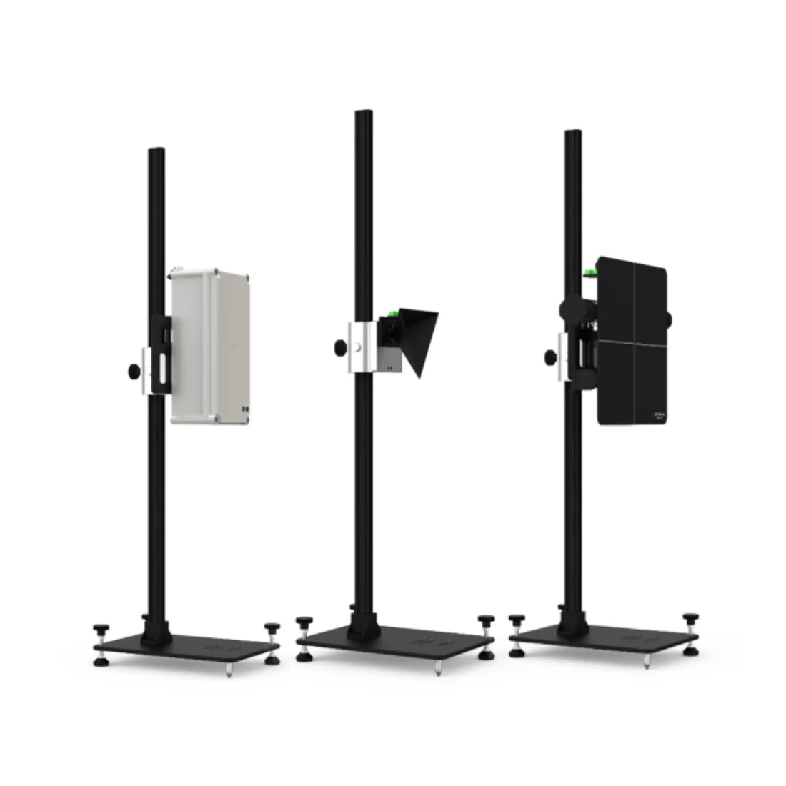 Three radar calibration target stands